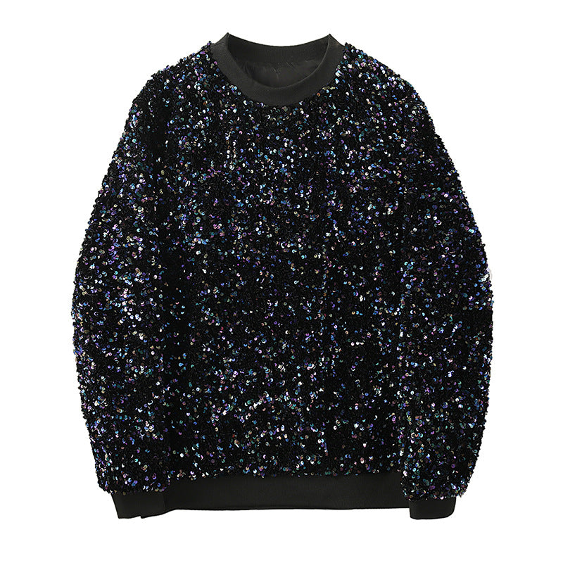 Hip-hop style sequin sweater