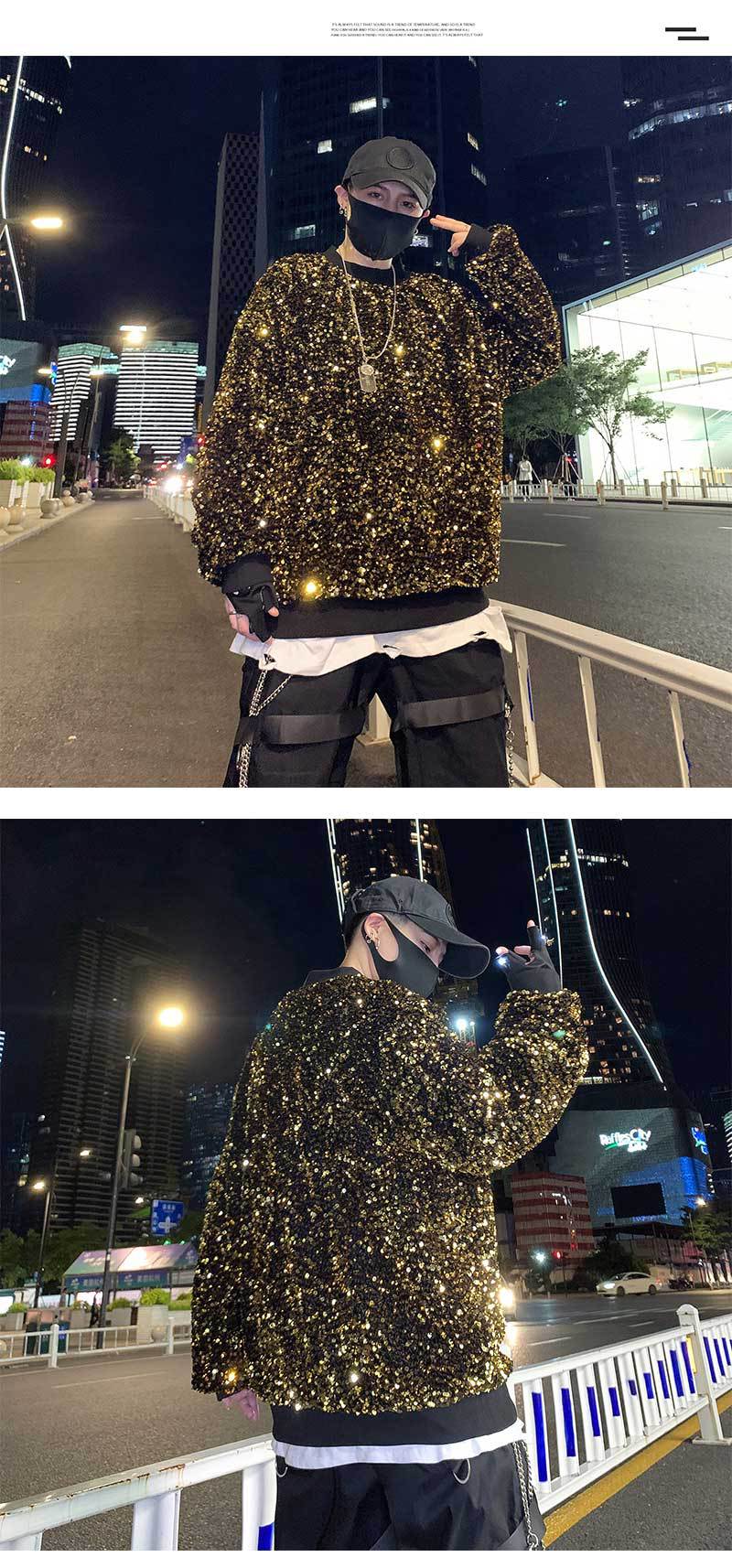 Hip-hop style sequin sweater