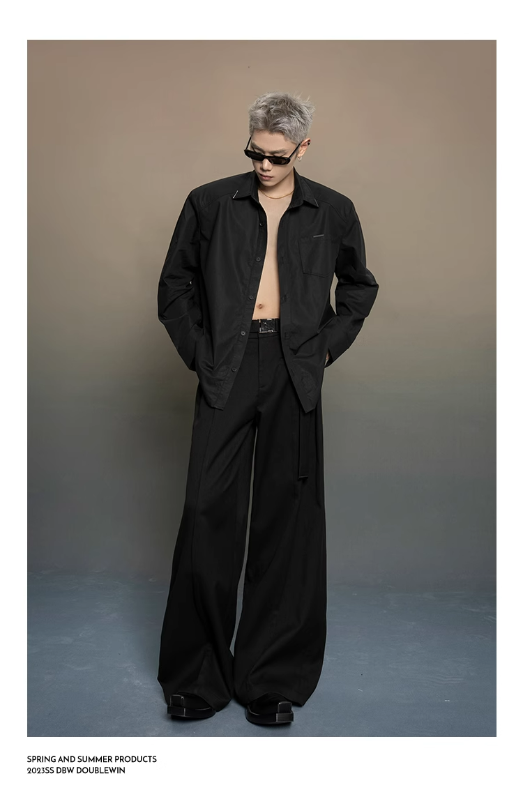 wide-leg tailored suit pants