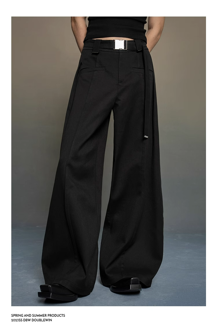 wide-leg tailored suit pants