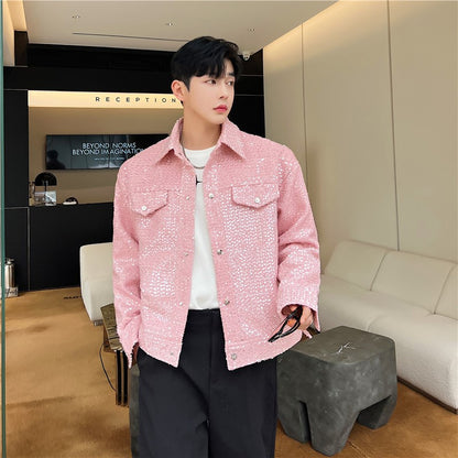 Men's Flash Sequin Casual Shirt Jacket