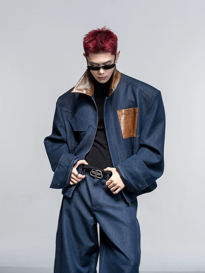 Patchwork jacket casual suit set up