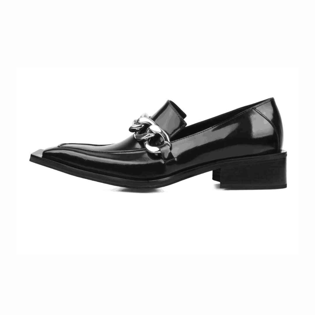 chain elongated loafers