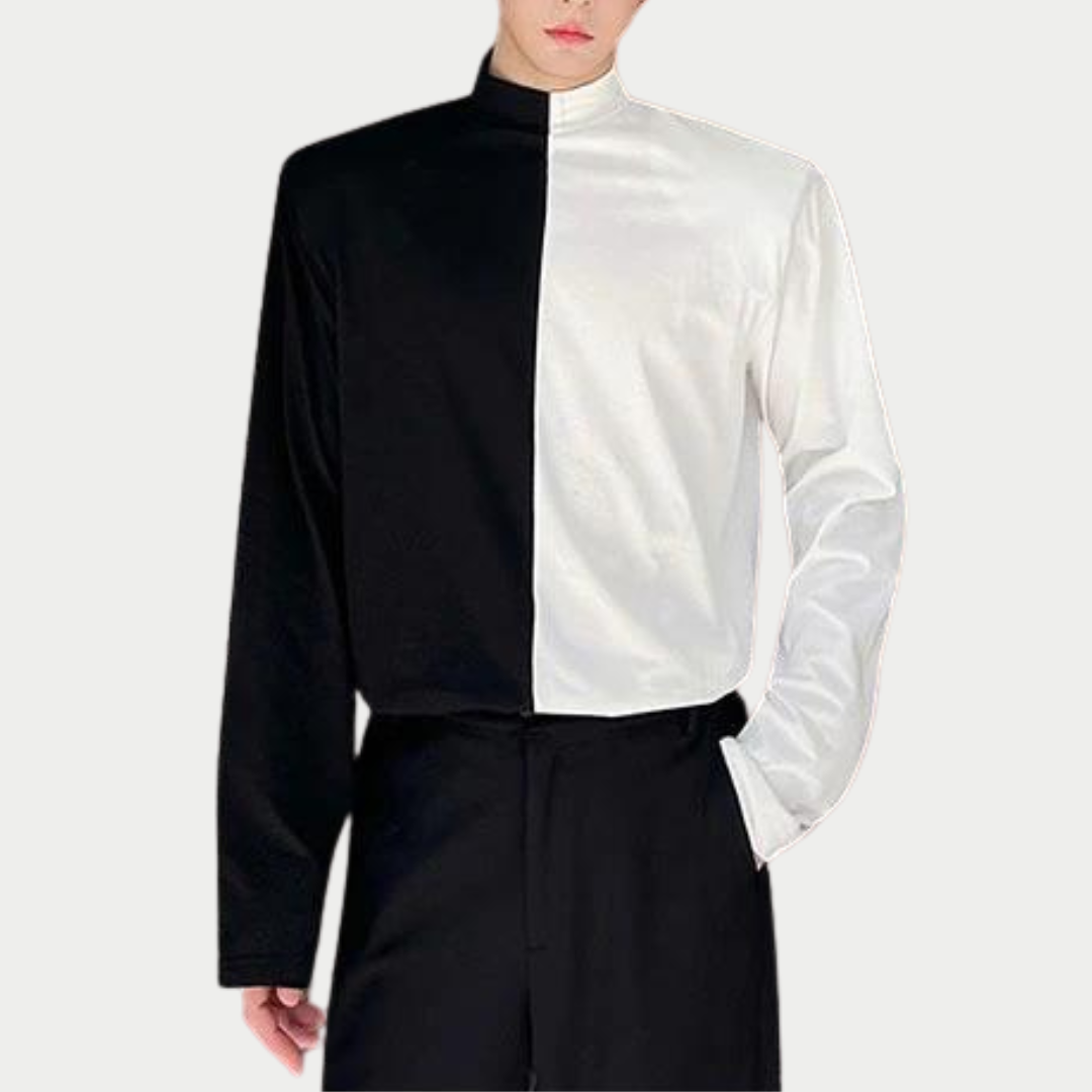 bicolor high neck shirt