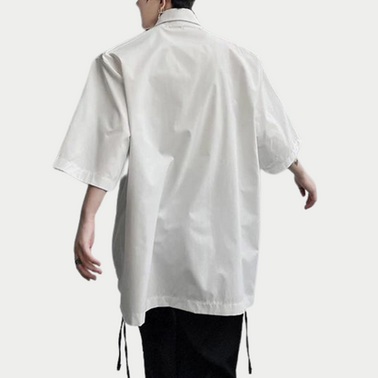 contrast pleated overshirt