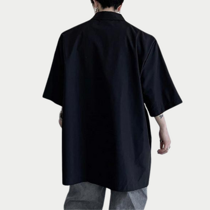 contrast pleated overshirt