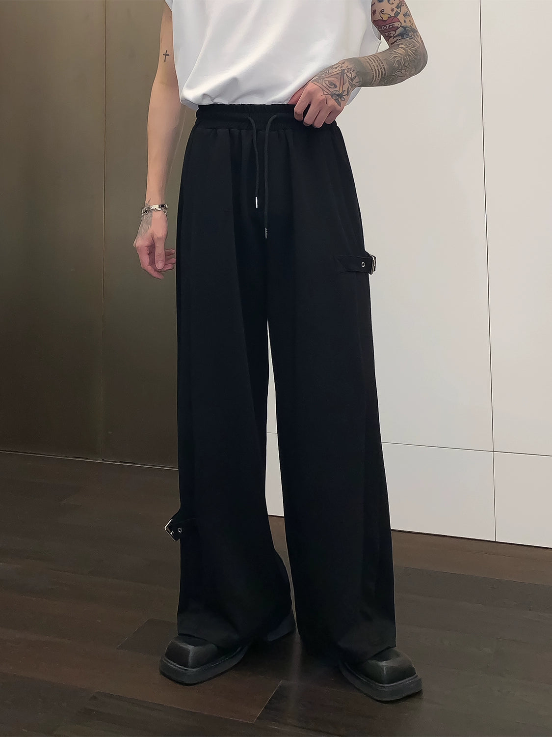 korean style loose Simple High End Wide Leg Pants