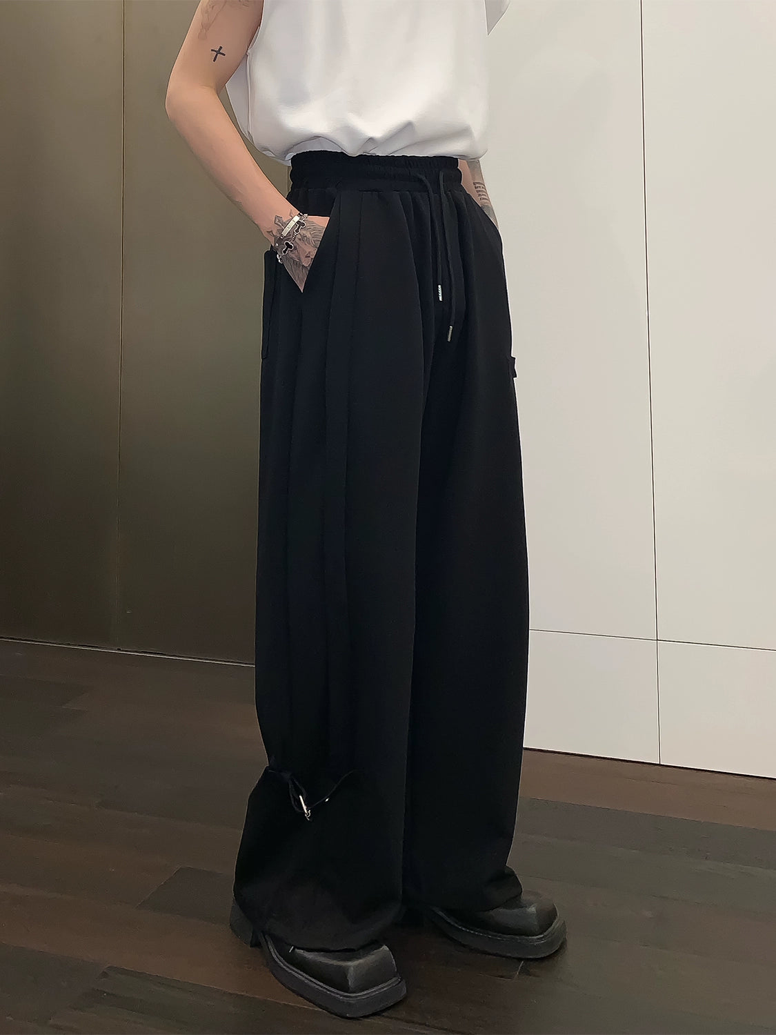 korean style loose Simple High End Wide Leg Pants