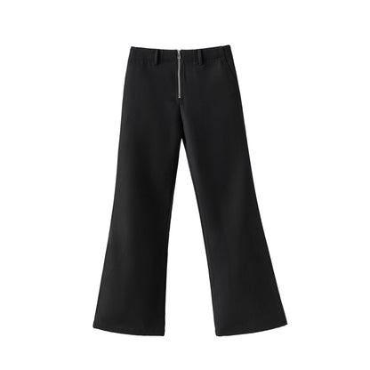 zip-up quality straight pants