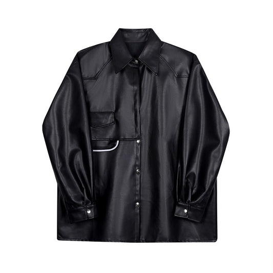 oversized fake leather shirt