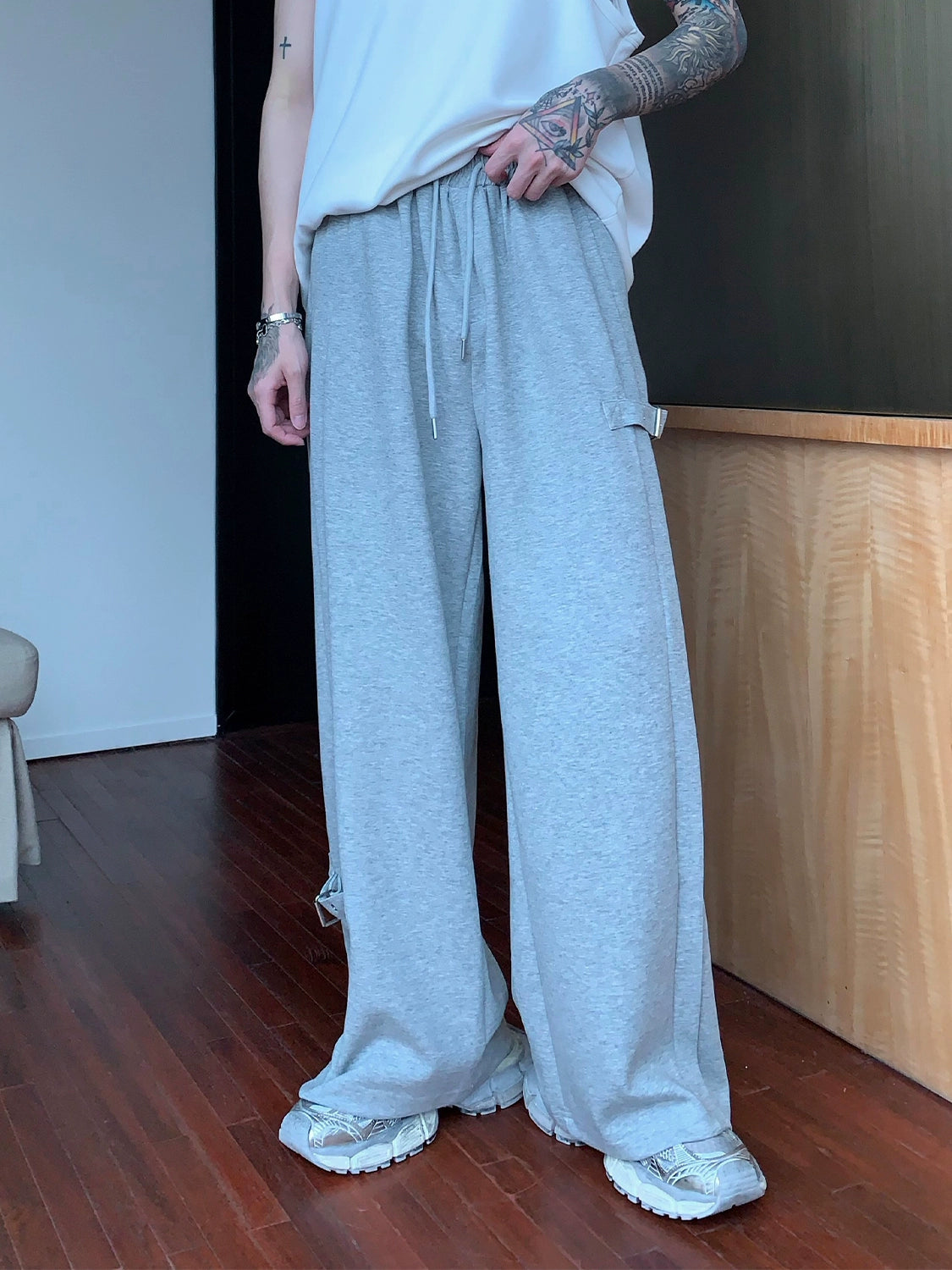 korean style loose Simple High End Wide Leg Pants