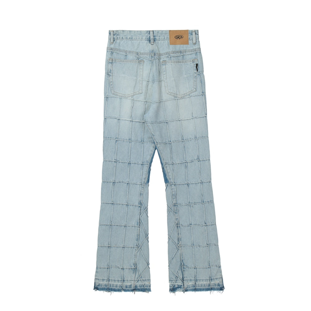 block check light color denim