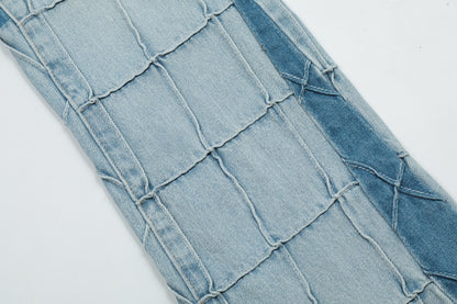 block check light color denim