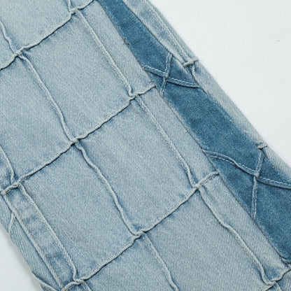 block check light color denim