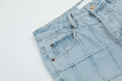 block check light color denim