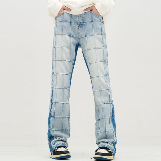 block check light color denim