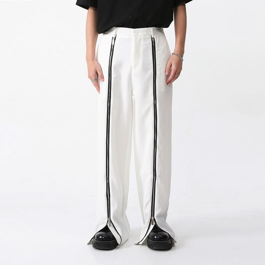 front zip straight pants