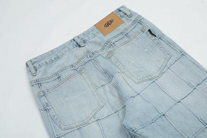 block check light color denim