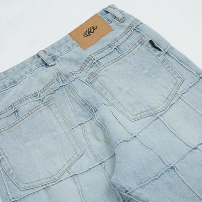 block check light color denim